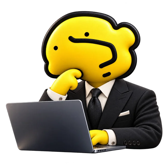 黒いスーツ姿でノートPCの前に座り、頬に手を添えて考える考月くん。